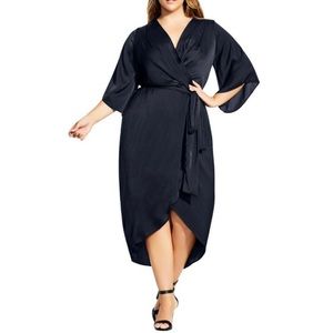 City Chic Women's OPULENT WRAP DRESS Black Size X-Small